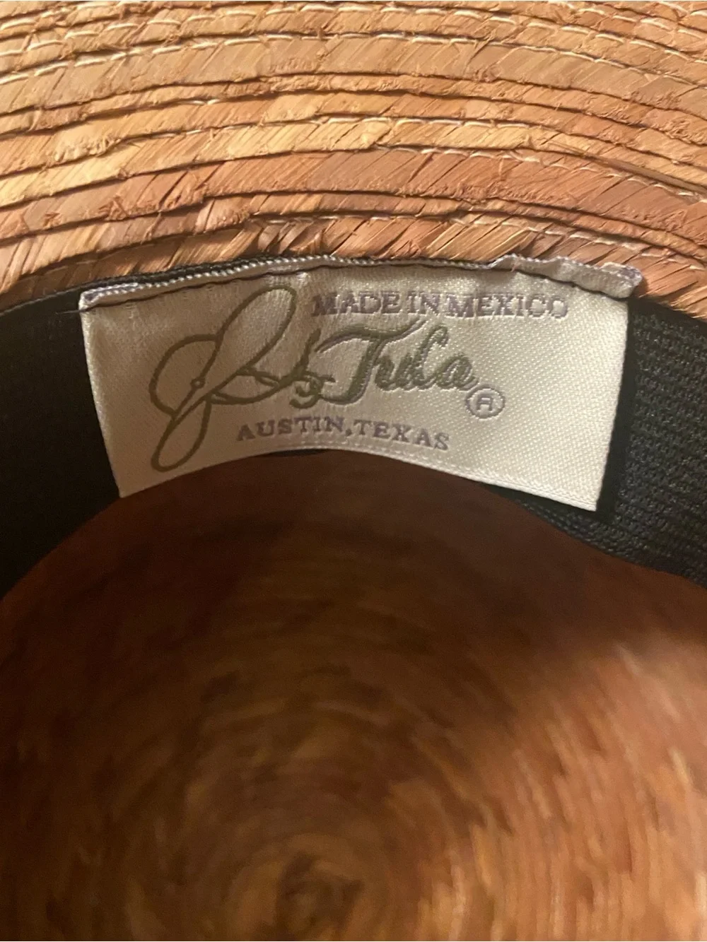 Tula Of Austin Texas Straw Wide Brim Hat Sun  Tan Woven Made in Mexico OS
